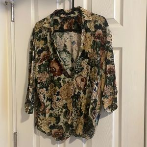 “Grandma Curtain” Flower Print Top